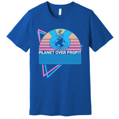 Climate Change Awareness Retro Planet Over Profit Gift Premium T-Shirt