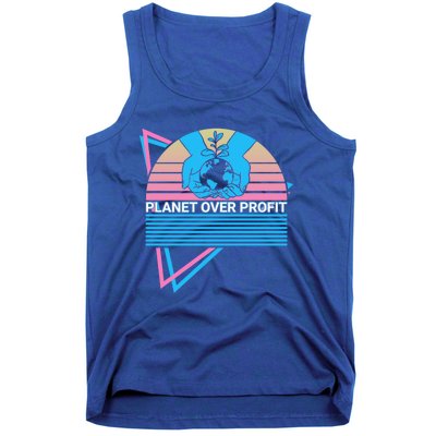 Climate Change Awareness Retro Planet Over Profit Gift Tank Top