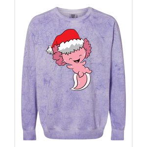 Cute Christmas Axolotl Santa Colorblast Crewneck Sweatshirt