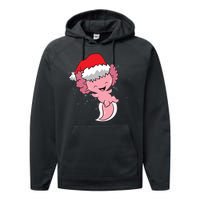 Cute Christmas Axolotl Santa Performance Fleece Hoodie