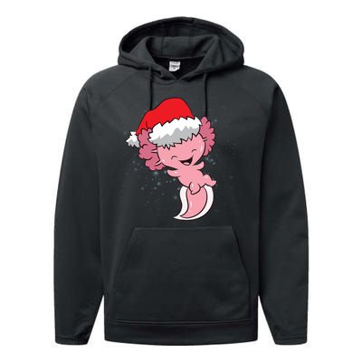 Cute Christmas Axolotl Santa Performance Fleece Hoodie