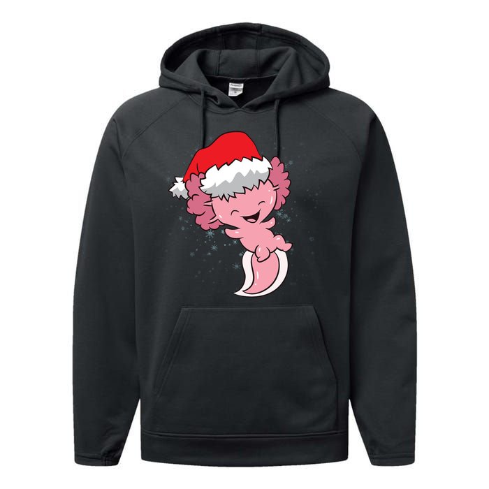 Cute Christmas Axolotl Santa Performance Fleece Hoodie