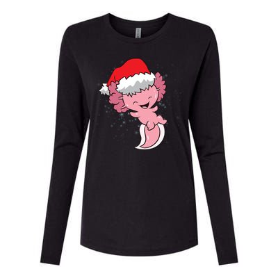 Cute Christmas Axolotl Santa Womens Cotton Relaxed Long Sleeve T-Shirt