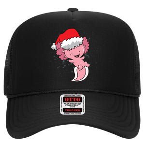 Cute Christmas Axolotl Santa High Crown Mesh Back Trucker Hat