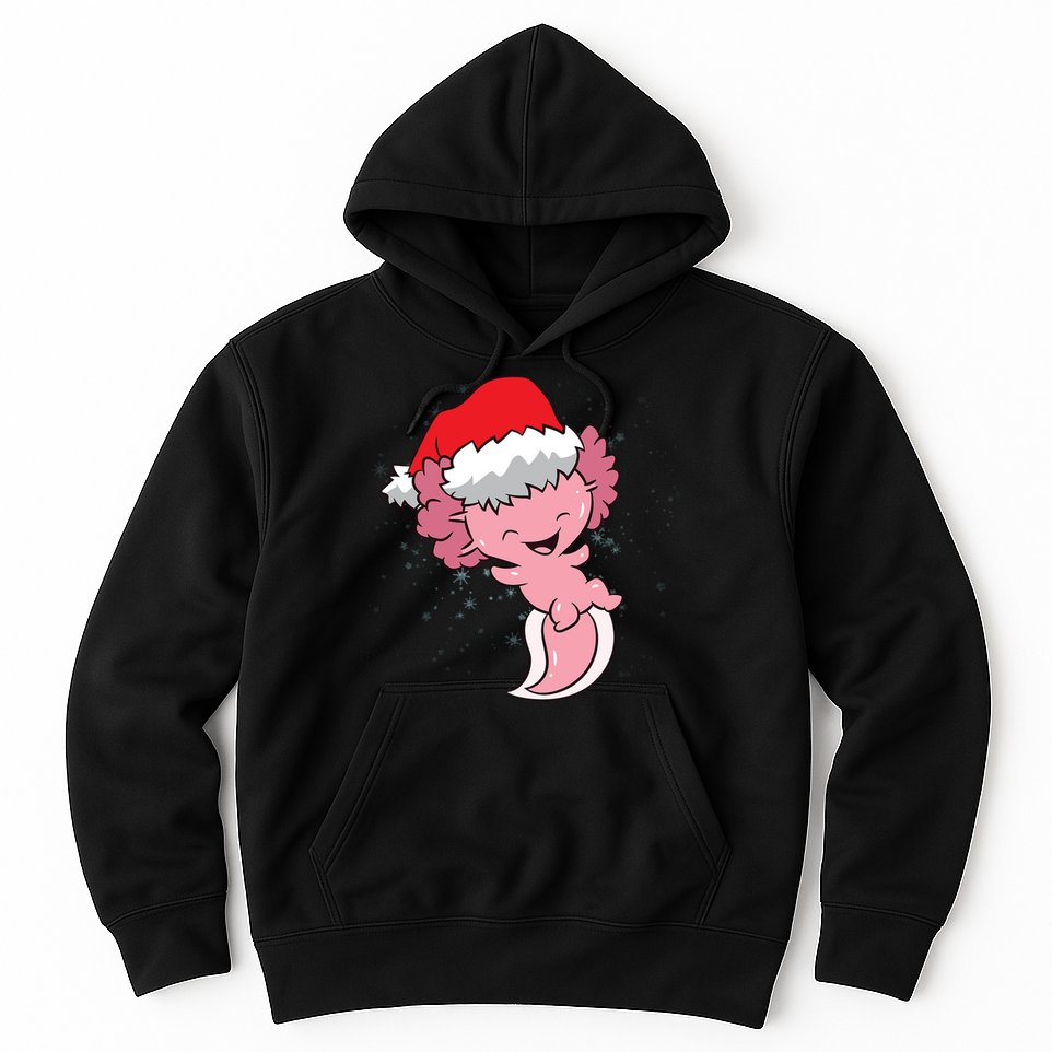 Cute Christmas Axolotl Santa Hoodie