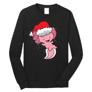 Cute Christmas Axolotl Santa Long Sleeve Shirt