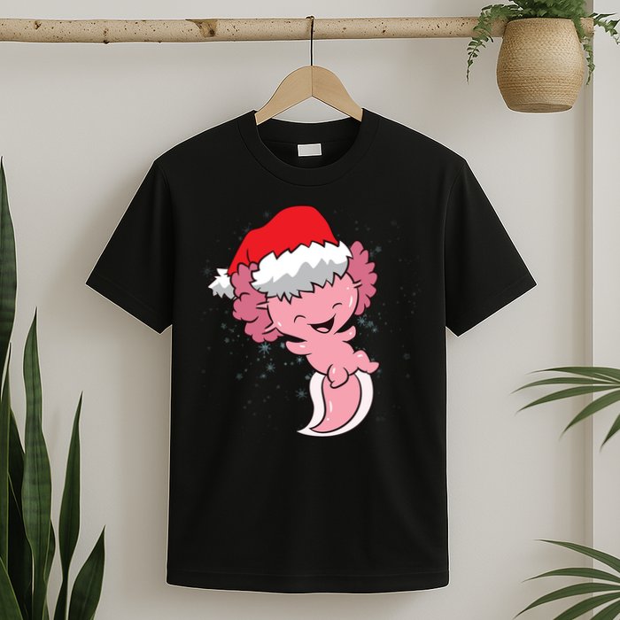 Cute Christmas Axolotl Santa T-Shirt