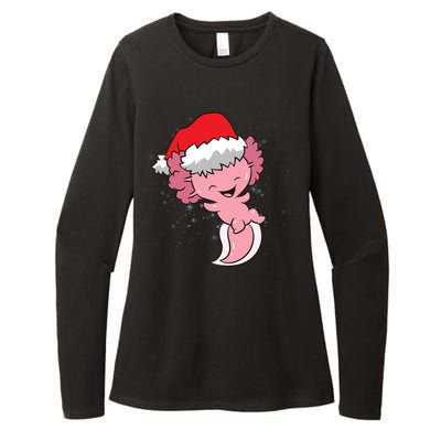 Cute Christmas Axolotl Santa Womens CVC Long Sleeve Shirt