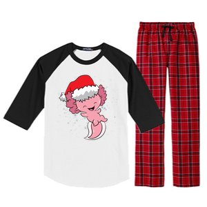 Cute Christmas Axolotl Santa Raglan Sleeve Pajama Set