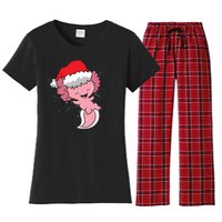 Cute Christmas Axolotl Santa Women's Flannel Pajama Set