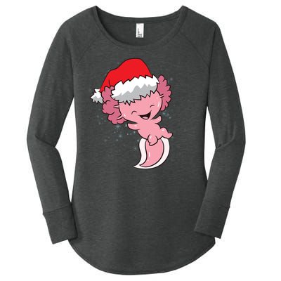 Cute Christmas Axolotl Santa Women's Perfect Tri Tunic Long Sleeve Shirt