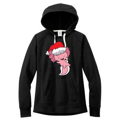 Cute Christmas Axolotl Santa Women's Fleece Hoodie