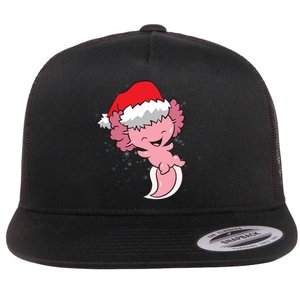 Cute Christmas Axolotl Santa Flat Bill Trucker Hat