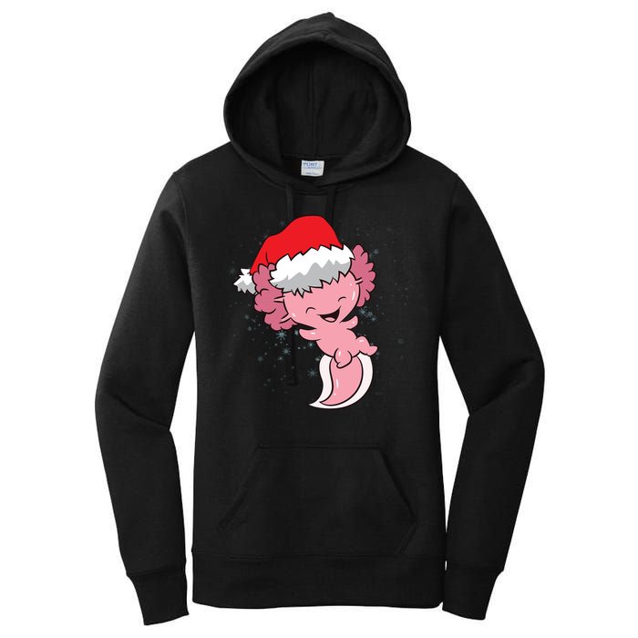 Cute Christmas Axolotl Santa Women's Pullover Hoodie