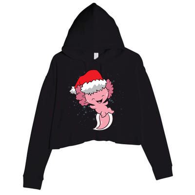 Cute Christmas Axolotl Santa Crop Fleece Hoodie