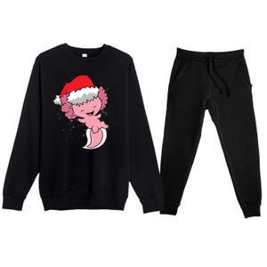 Cute Christmas Axolotl Santa Premium Crewneck Sweatsuit Set