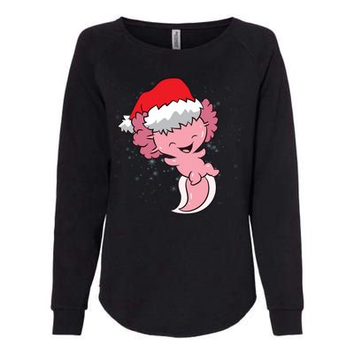 Cute Christmas Axolotl Santa Womens California Wash Sweatshirt