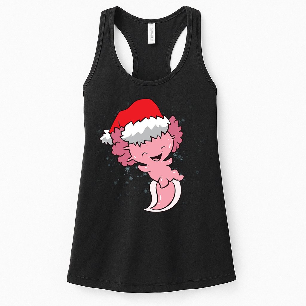 Cute Christmas Axolotl Santa Womens Tank Top