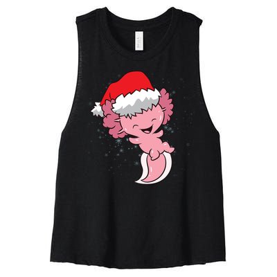 Cute Christmas Axolotl Santa Women's Racerback Cropped Tank