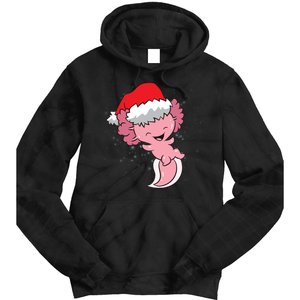 Cute Christmas Axolotl Santa Tie Dye Hoodie