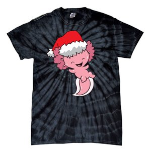 Cute Christmas Axolotl Santa Tie-Dye T-Shirt