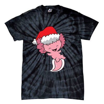 Cute Christmas Axolotl Santa Tie-Dye T-Shirt