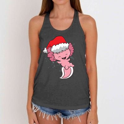 Cute Christmas Axolotl Santa Women's Knotted Racerback Tank