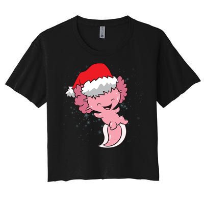 Cute Christmas Axolotl Santa Women's Crop Top Tee