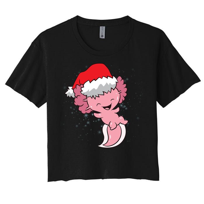 Cute Christmas Axolotl Santa Women's Crop Top Tee