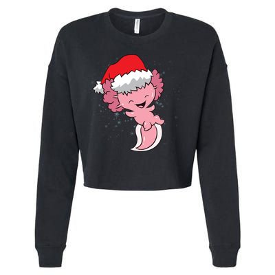 Cute Christmas Axolotl Santa Cropped Pullover Crew