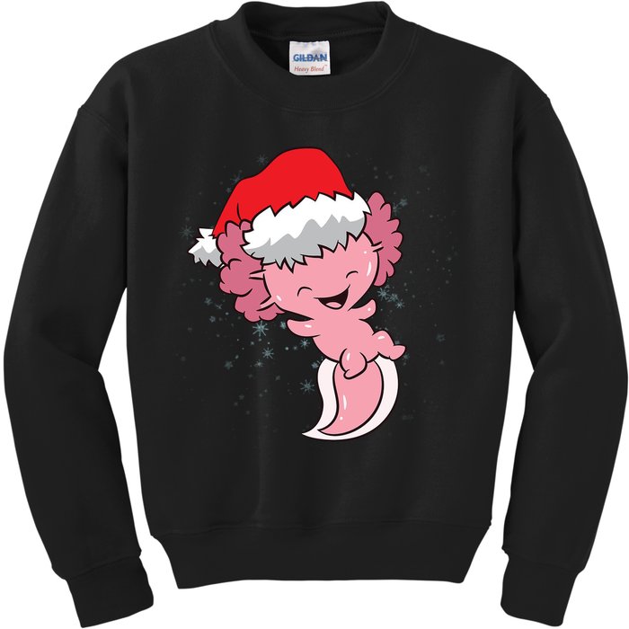Cute Christmas Axolotl Santa Kids Sweatshirt