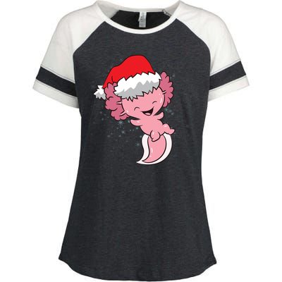 Cute Christmas Axolotl Santa Enza Ladies Jersey Colorblock Tee