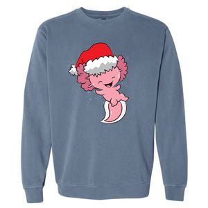 Cute Christmas Axolotl Santa Garment-Dyed Sweatshirt