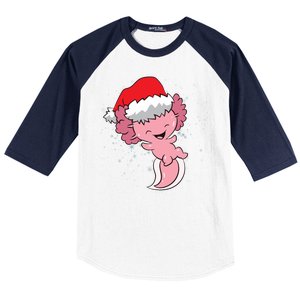 Cute Christmas Axolotl Santa Baseball Sleeve Shirt