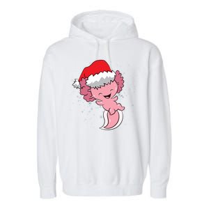 Cute Christmas Axolotl Santa Garment-Dyed Fleece Hoodie