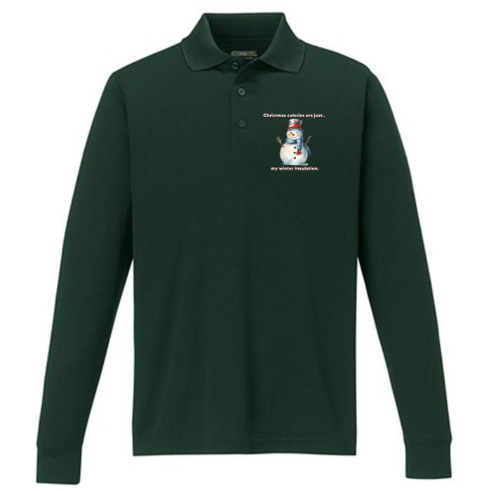 Christmas Calories Are Just My Winter Christmas Design Performance Long Sleeve Polo