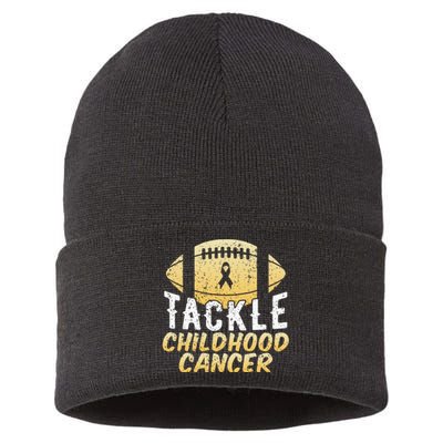 Childhood Cancer Awareness Tackle Childhood Cancer Football Sustainable Knit Beanie