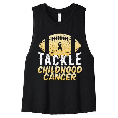 Childhood Cancer Awareness Tackle Childhood Cancer Football Women's Racerback Cropped Tank