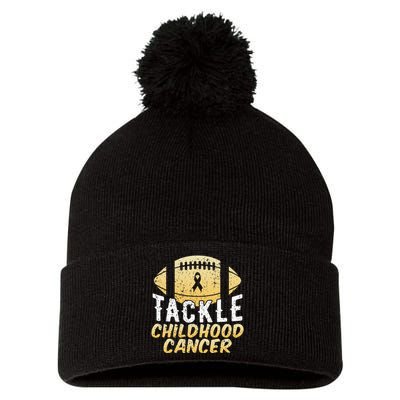 Childhood Cancer Awareness Tackle Childhood Cancer Football Pom Pom 12in Knit Beanie