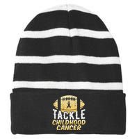 Childhood Cancer Awareness Tackle Childhood Cancer Football Striped Beanie with Solid Band