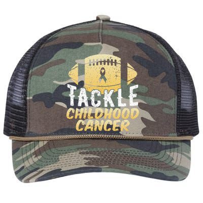 Childhood Cancer Awareness Tackle Childhood Cancer Football Retro Rope Trucker Hat Cap