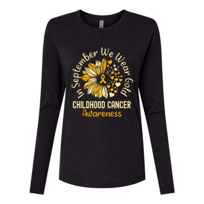 Childhood Cancer Awareness In September We Wear Gold Womens Cotton Relaxed Long Sleeve T-Shirt