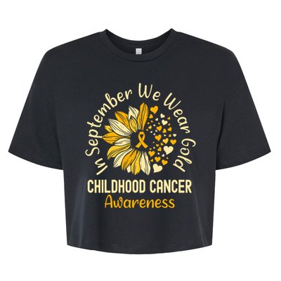 Childhood Cancer Awareness In September We Wear Gold Bella+Canvas Jersey Crop Tee