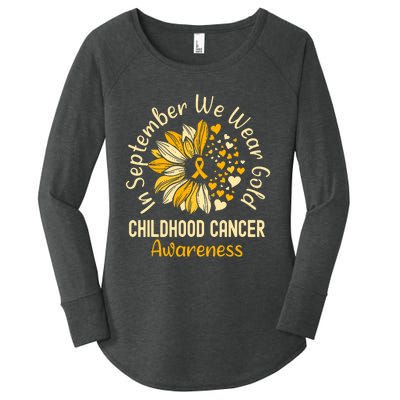 Childhood Cancer Awareness In September We Wear Gold Women's Perfect Tri Tunic Long Sleeve Shirt