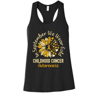 Childhood Cancer Awareness In September We Wear Gold Women's Racerback Tank