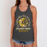 Childhood Cancer Awareness In September We Wear Gold Women's Knotted Racerback Tank