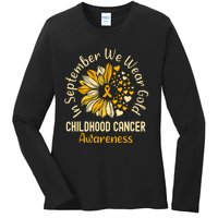 Childhood Cancer Awareness In September We Wear Gold Ladies Long Sleeve Shirt