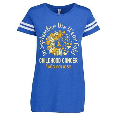 Childhood Cancer Awareness In September We Wear Gold Enza Ladies Jersey Football T-Shirt