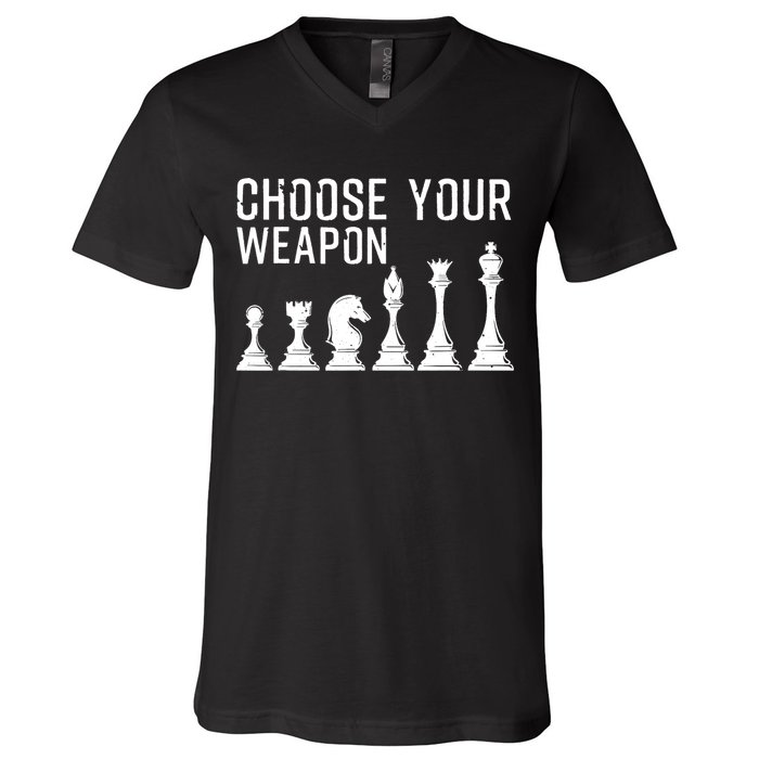 Cool Chess Art For Chess Player Chess Lovers V-Neck T-Shirt