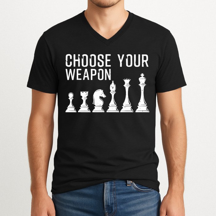 Cool Chess Art For Chess Player Chess Lovers V-Neck T-Shirt